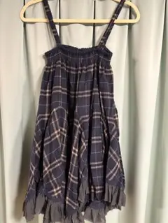 NICE CLAUP キャミワンピース ネイビーチェック フリーサイズ　2WAY