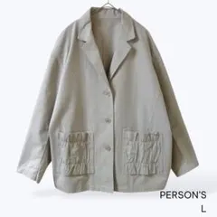 PERSON’S ギャザーポケットテーラードジャケット ライトグレー L