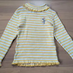KP 長袖カットソー ボーダー フリルネック 100cm