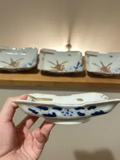 古伊万里 上手 色絵 蝶 波文様 変形皿 2枚 江戸時代 - メルカリ