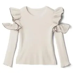 配色フリルオープンショルダーニットトップス [dr342]