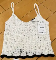 新品 ZARA 透かし編み キャミ M タグ付き 3990円