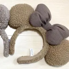 ミニー ブラウン ボア もこもこ カチューシャ ディズニー 茶色 ホワイト