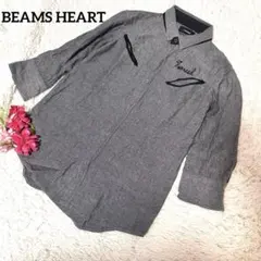 BEAMS HEART【M】【刺繍ロゴ】【7分袖】【シンプル】黒　シャツ