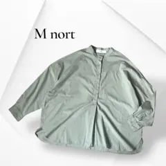 M nort エムノート 長袖スタンドカラーシャツ プルオーバー グリーン F