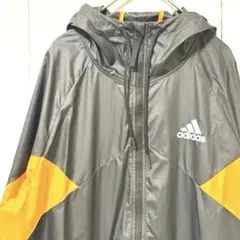 アディダス adidas ナイロンジャケット ウインドブレーカー 黒 オレンジM