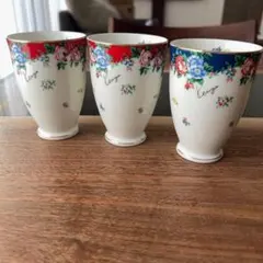 KENZO ケンゾー フリーカップ 3客 花柄 陶器 トリコロール 廃盤　青　赤