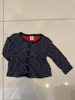 プチバトー 95cm ネイビー花柄カーディガン