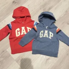 GAP フード付きトレーナー 赤 グレー 2点セット100cm 90cm