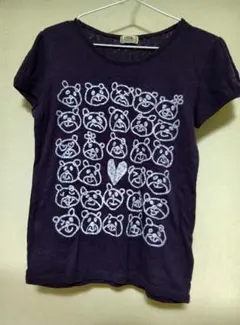 roughラフ半袖Tシャツ　クマ総柄パープルMサイズ相当