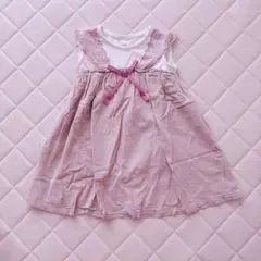 apres les cours 重ね着風 りぼん ワンピース ピンク 90のサムネイル