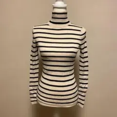 タートルネック ボーダー ニット