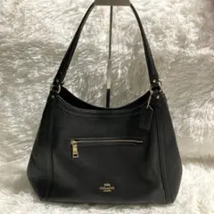 極美品　現行　コーチ　クリスティ ショルダー バッグ　黒　レザー　大容量