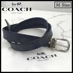 【COACH】シグネチャー×ブラック リバーシブルベルト Mサイズ【美品】