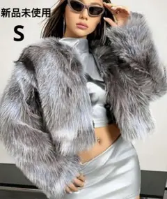 新品未使用タグ付⭐︎SHEIN X DannaPaola グレー ファーコート　S