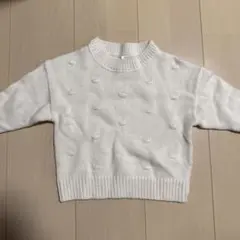 ホワイト ニット ポップコーン編み ベビー トップス