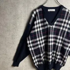 スコットランド製 BURBERRYS バーバリー Vネック コットン セーター