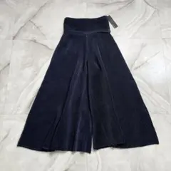 M18268 スペッチオ　シャトルプリーツフリーサイズキュロットフレアパンツ　紺