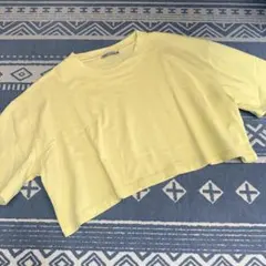 ZARA ザラ クロップド丈 半袖Tシャツ イエロー Lサイズ