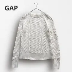 Y7206【GAP】ケーブル編み コットンニットセーター アイボリー S