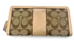 COACH コーチ 長財布 シグネチャー ブラウン ラウンドファスナー