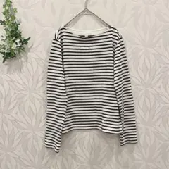 【ユニクロ】レディース トップス 長袖/L ボーダー ホワイト ネイビー 普段着