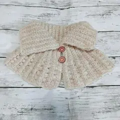 タートルネック風　付け襟　ネックウォーマー　かぎ針編み　ハンドメイド淡いピンク