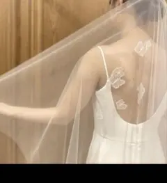 TREATMAISON花柄刺繍ミドルタイプベール　ギャザー無し 80×120cm