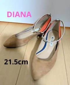 DIANA パンプス スエード調 アンクルストラップ 茶 オレンジ 21.5のサムネイル