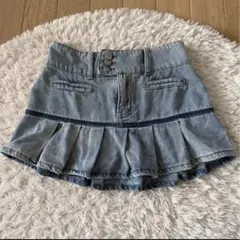 〈XS〉SHEIN デニムスカート プリーツ ミニスカート／ライトブルー