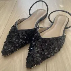【美品】SESTO スパンコールミュール　ブラック