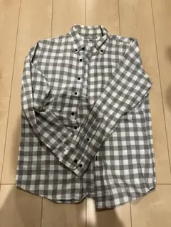 UNIQLO ユニクロ　チェック柄　長袖シャツ　リネンシャツ