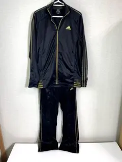アディダス adidas ジャージセットアップ ブラックゴールド　サイズL