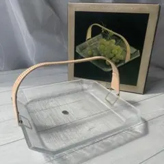 HOYA 盛皿　木はだ　昭和レトロ　アンティーク　ガラス　クリスタル　大皿