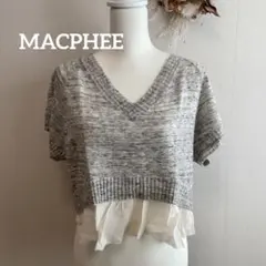 ♥u-050♥ MACPHEE 切り替えトップス グレー フリル