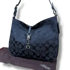 【美品】COACH コーチ ワンショルダー バッグ シグネチャー 黒 6091