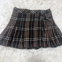 バーバリー スカート 安室奈美恵 プリーツ ブラウン ノバチェック ベルト 茶色