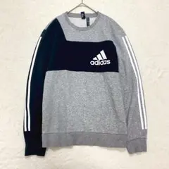 アディダス◆裏起毛ロゴトレーナー/スウェット バイカラー クルーネック スポーツ