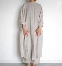 フレンチリネン ロングワンピース