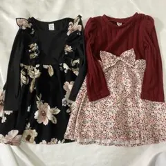 ベビー服 子供服 90cm 花柄ワンピース新品2枚まとめ売り フォーマル 韓国風