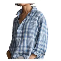 正規品 現行モデル ポロラルフローレン リネンプルオーバーシャツ チェック XS