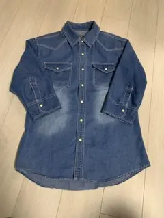 Beno デニムシャツ 七分袖 Lサイズ　ストレッチ　used加工　メンズのサムネイル