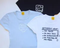 定価４万★フランス製イネス★女性らしい襟開きＴシャツ水色コンパクトリブInese