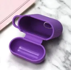 AirPods 用 シリコンカバー  第二世代対応 カラビナ付き パープル
