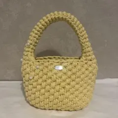 ⭐︎あーちゃんさま専用　イエローハンドバッグ パール装飾付き