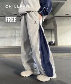 chillfar サイドジップ切り替えナイロンパンツ グレー