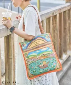 mofusand ゴブラン織マチつきスクエアトートバッグ(フルーツ
