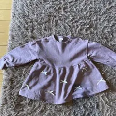 リボン付き薄紫色フレアトレーナー