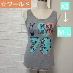 ワールド　グレー タンクトップチュニック プリント 78 XS（M-L）