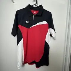 卓球 mizuno ミズノ 黒 赤 M ユニフォーム ゲームシャツ 訳あり